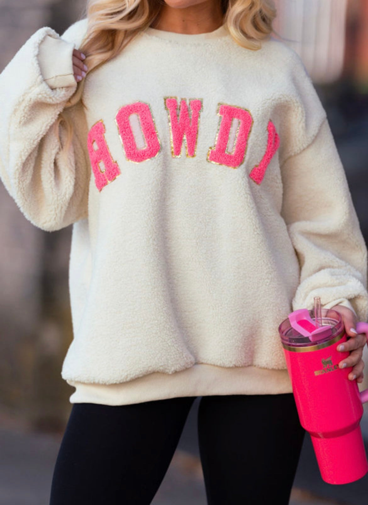 "HOWDY" Sherpa Pullover Sweater