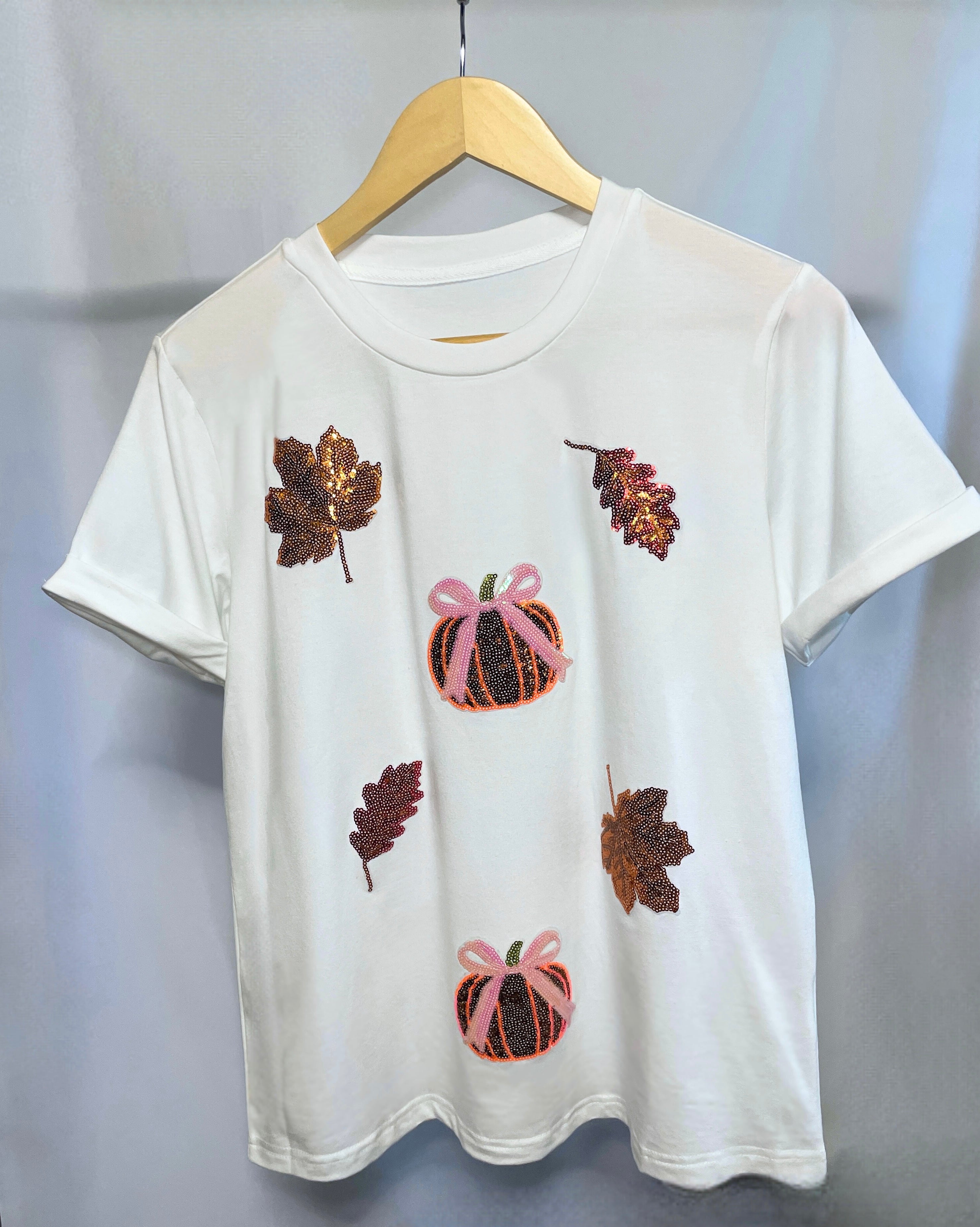 White Sequined Fall T-shirt