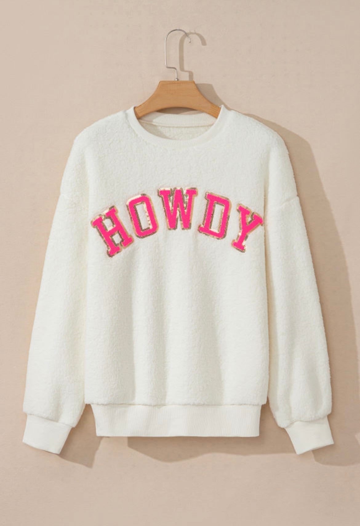 "HOWDY" Sherpa Pullover Sweater