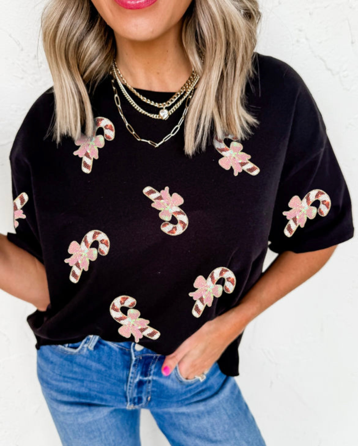 Candy Cane Sequin T-shirt