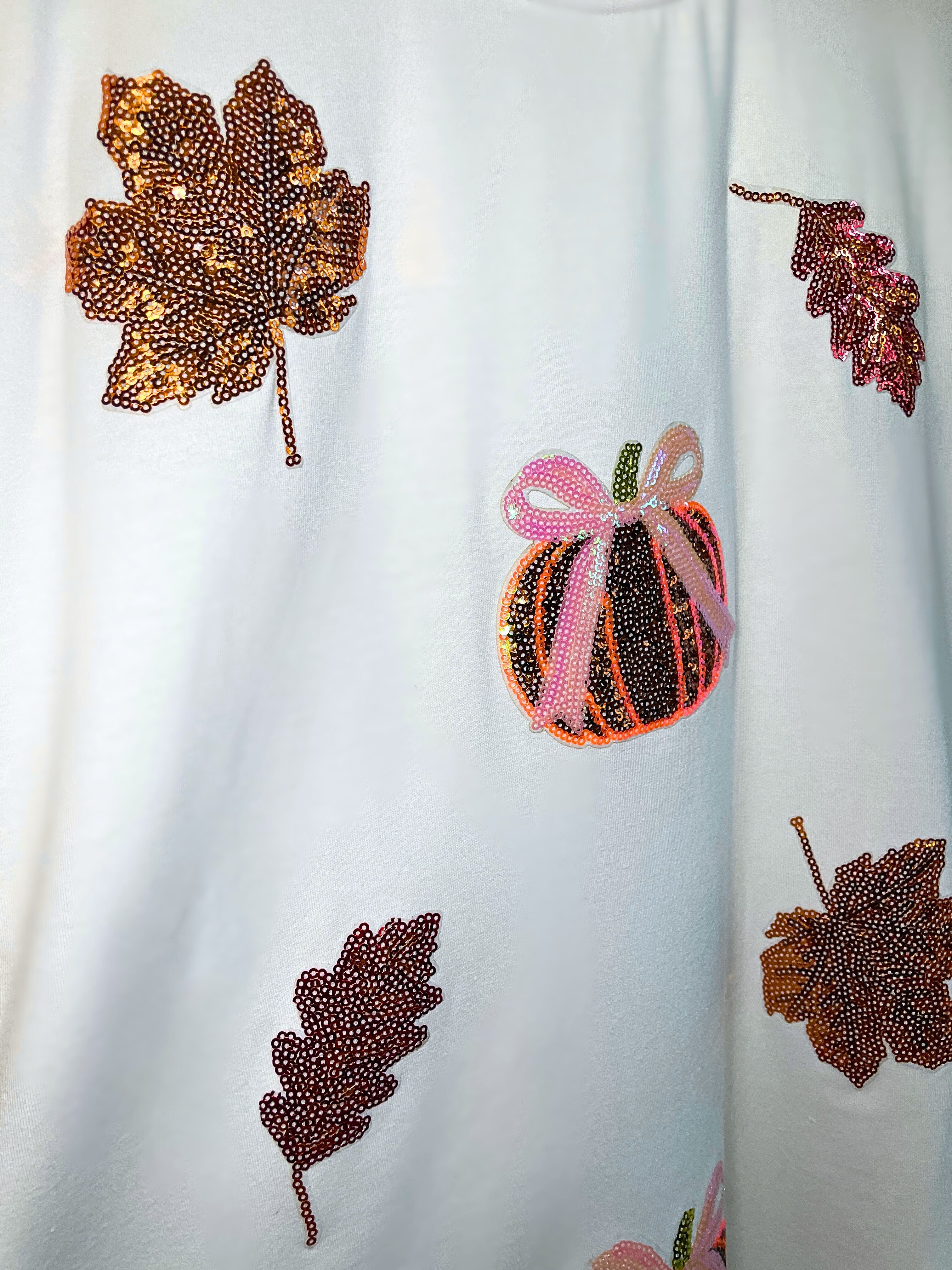 White Sequined Fall T-shirt